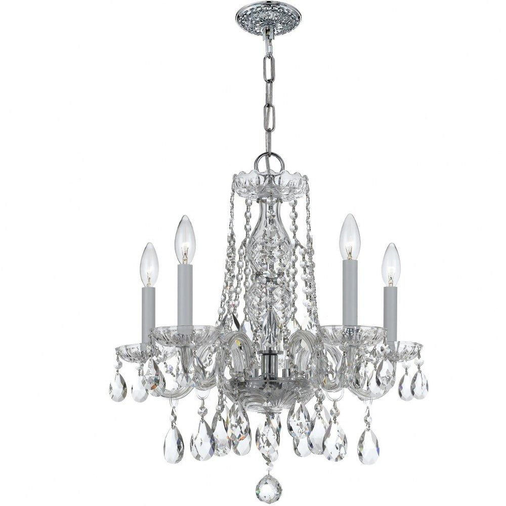 Polished Chrome Mini Crystal Candle Chandelier with 5 Lights