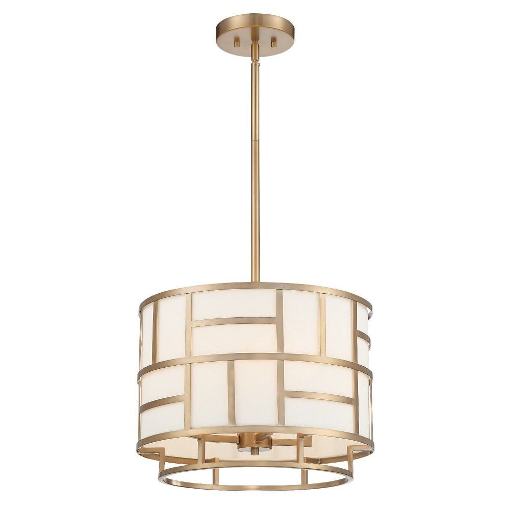 Vibrant Gold Mini Drum Chandelier with White Silk Shade