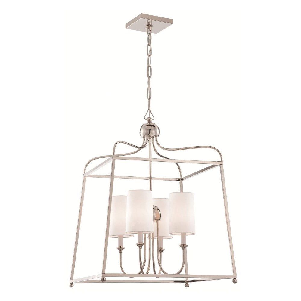 Elegant Sylvan Polished Nickel & Crystal 4-Light Chandelier