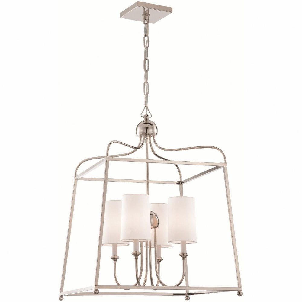 Elegant Sylvan Polished Nickel & Crystal 4-Light Chandelier