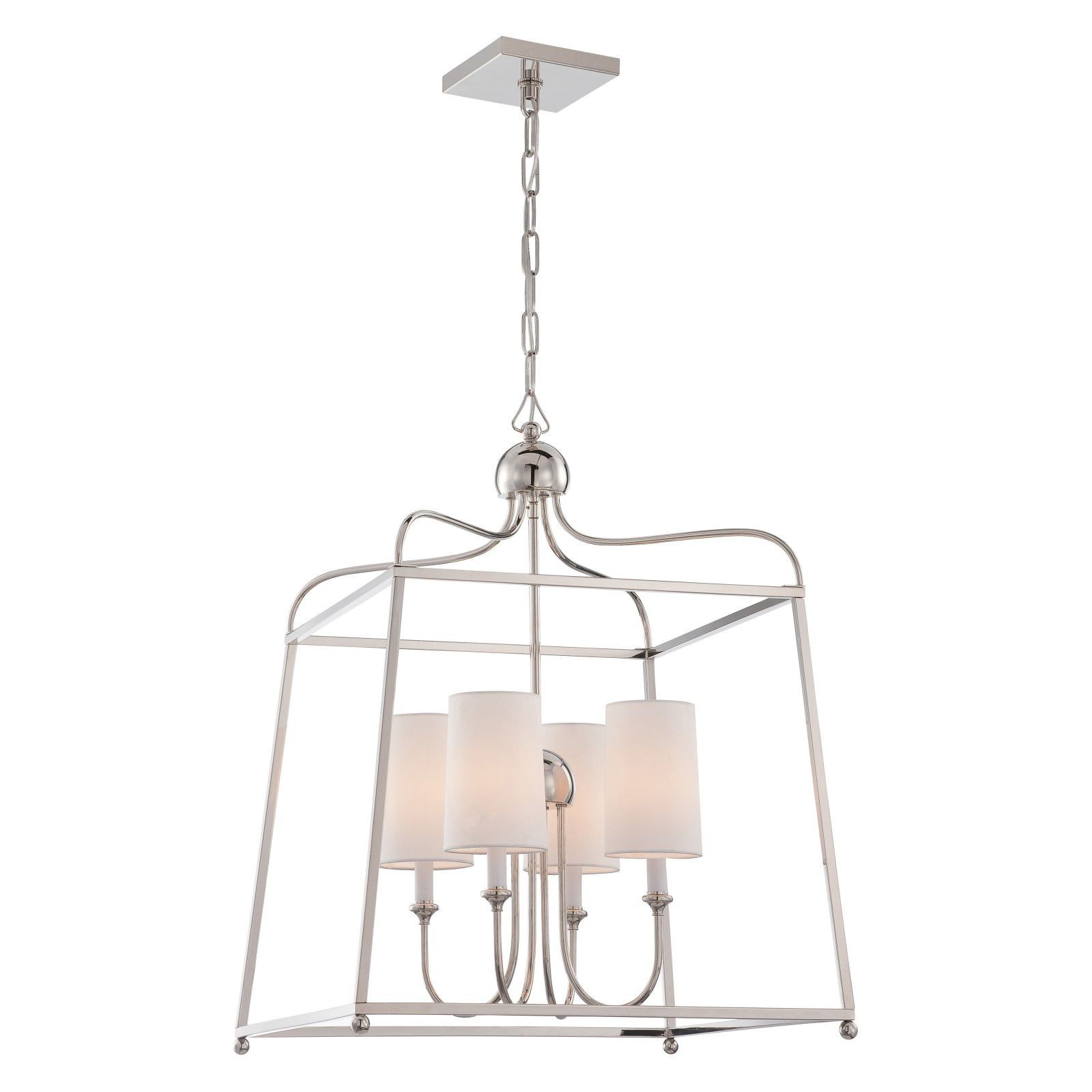 Elegant Sylvan Polished Nickel & Crystal 4-Light Chandelier