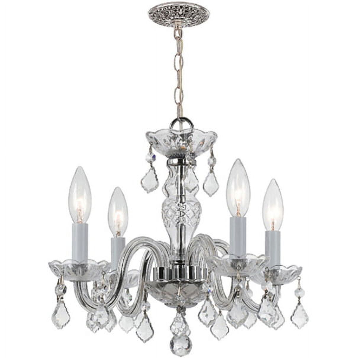 Polished Brass Mini Crystal 4-Light Chandelier