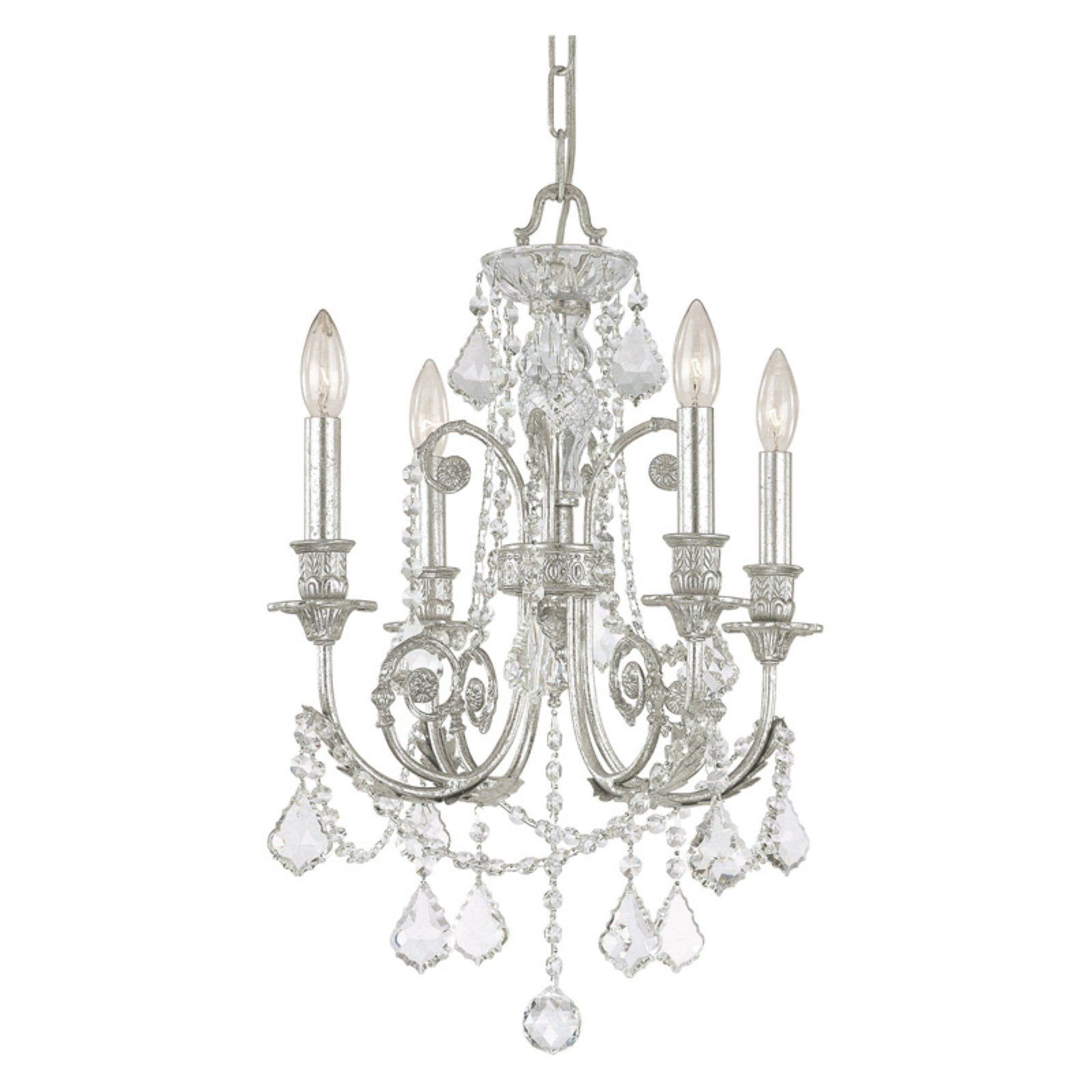 Olde Silver Mini Chandelier with Clear Spectra Crystals