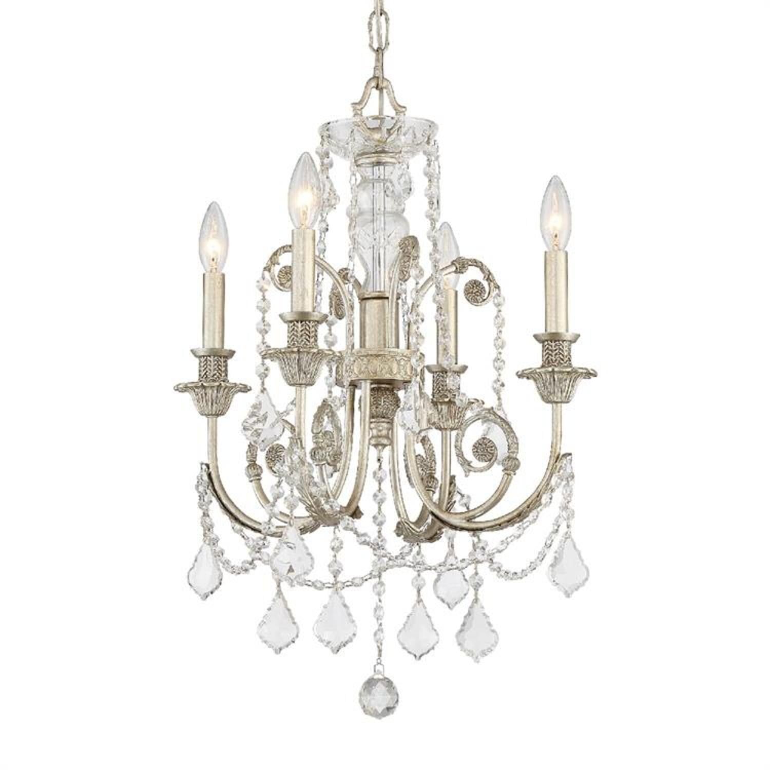 Olde Silver Mini Chandelier with Clear Spectra Crystals