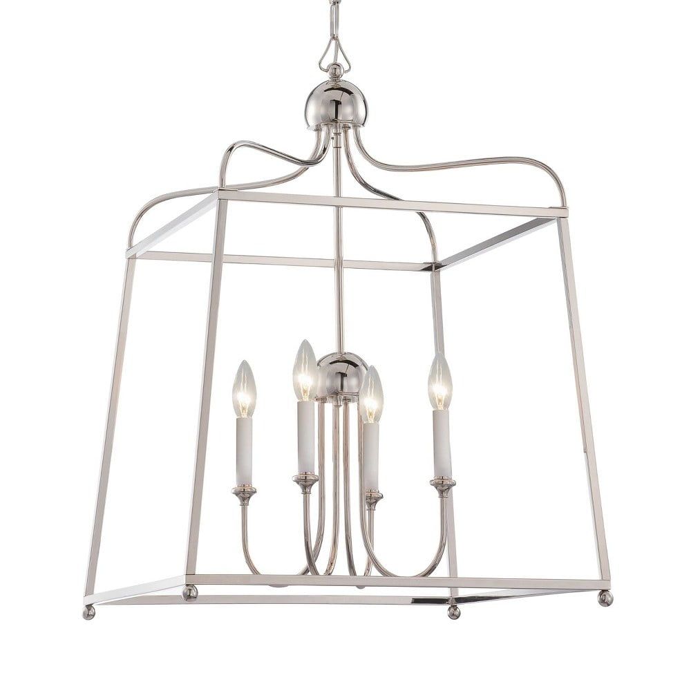 Sylvan Polished Nickel Crystal 4-Light Taper Candle Chandelier