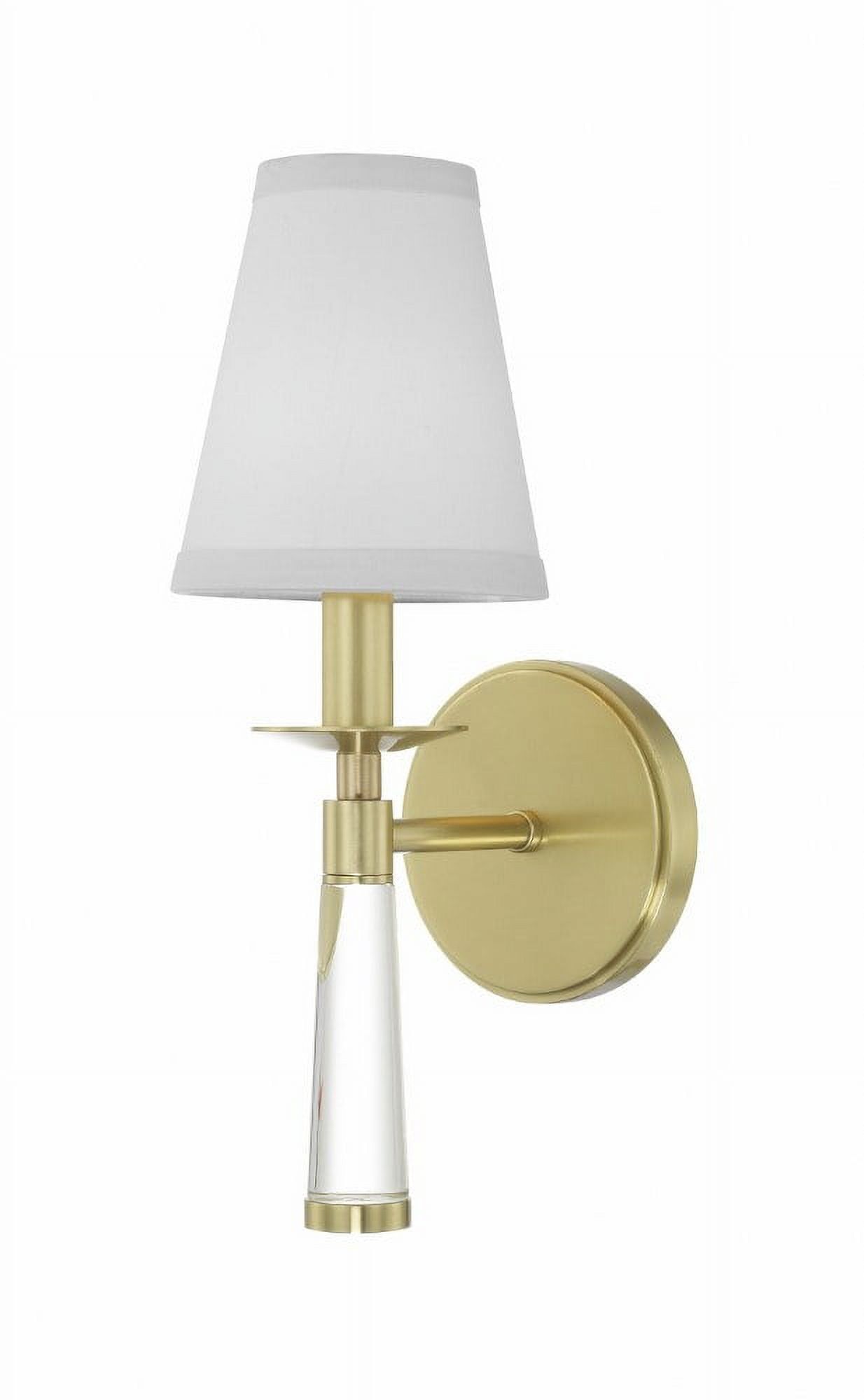 Aged Brass and White Silk Shade Wall Sconce