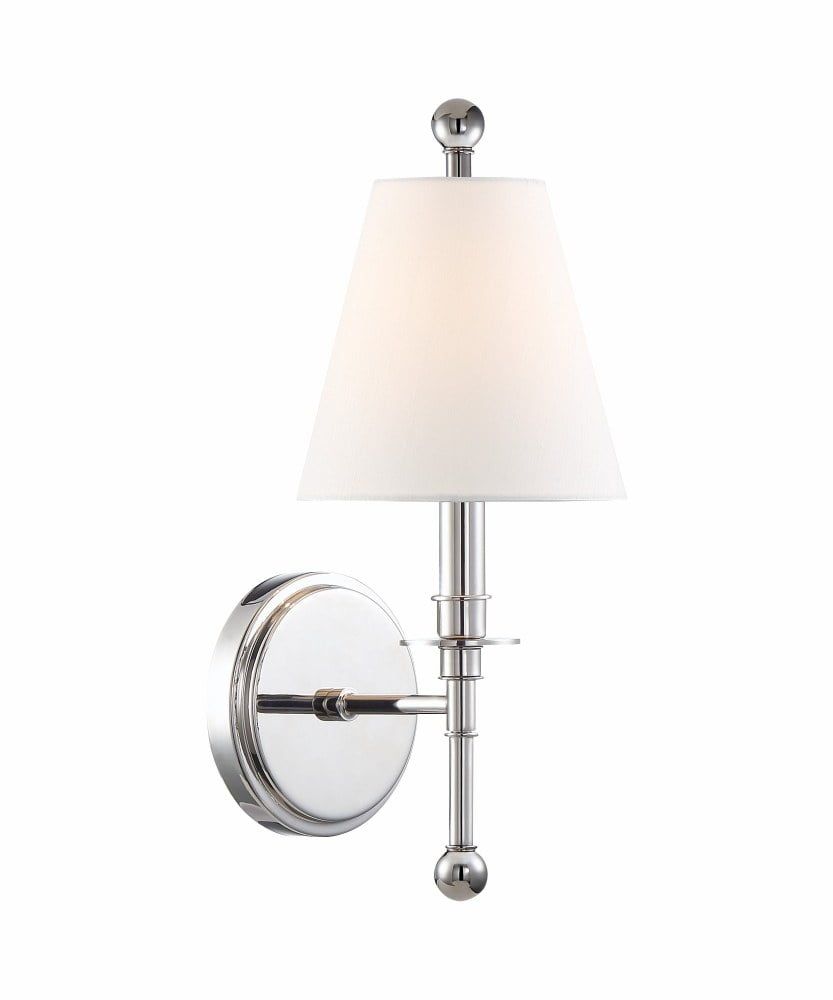 Elegant Polished Nickel Dimmable Sconce with White Silk Shade