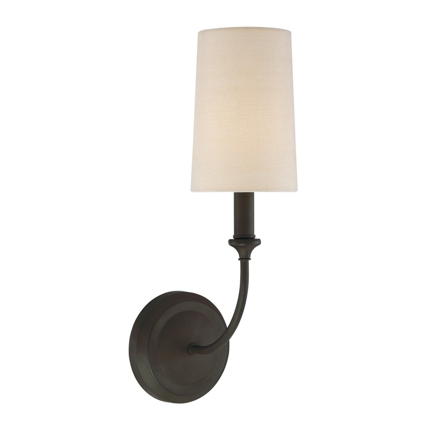 Sylvan Dark Bronze Dimmable Wall Sconce with Ivory Silk Shade