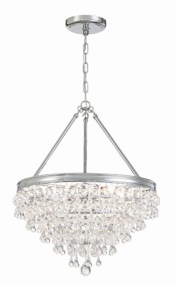 Elegant Polished Chrome 6-Light Crystal Chandelier