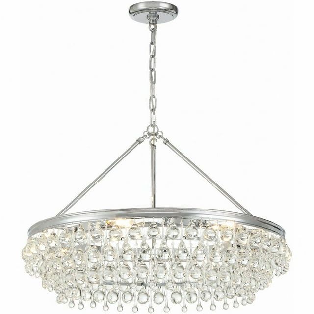 Elegant Polished Chrome 6-Light Chandelier with Crystal Drops