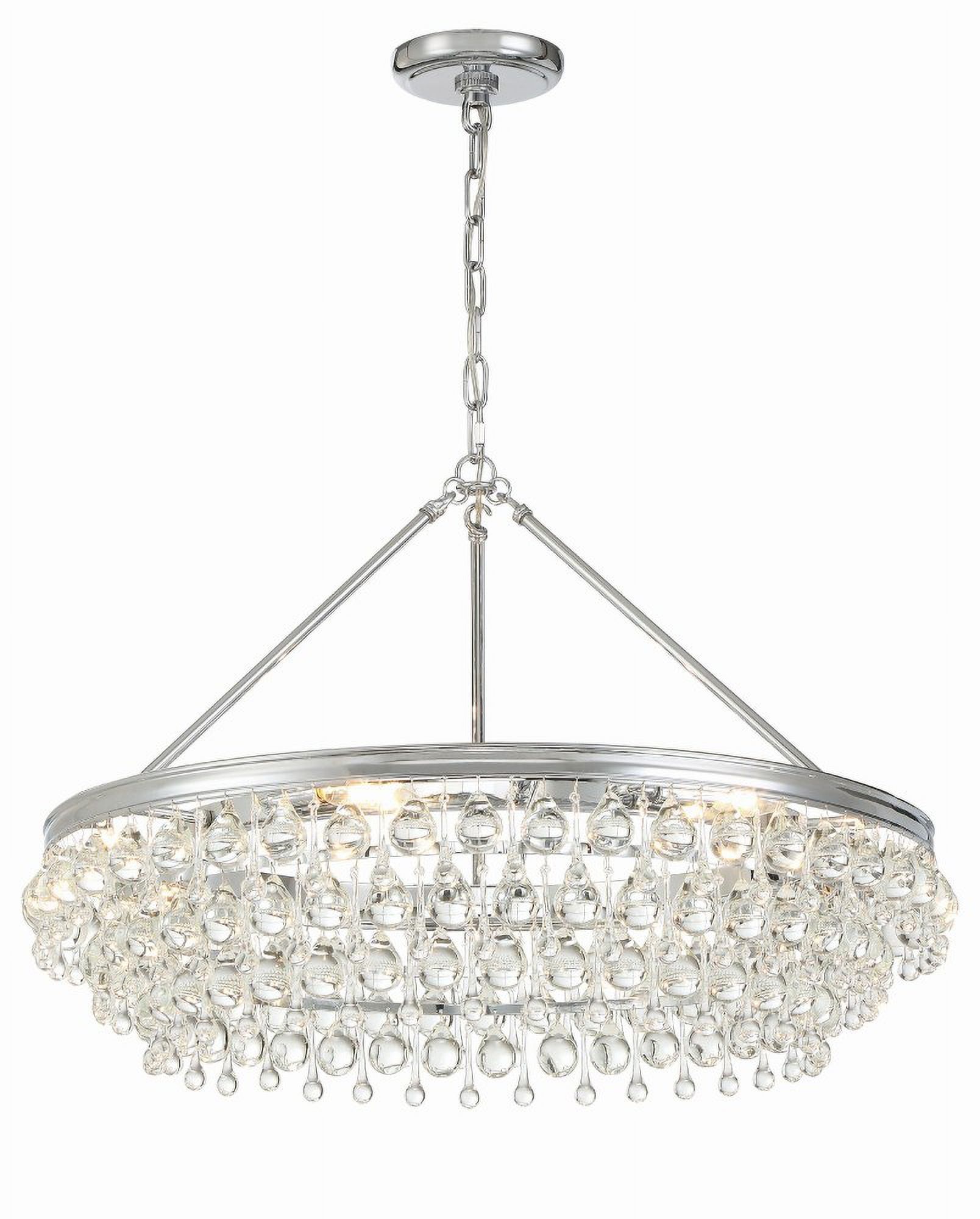 Elegant Polished Chrome 6-Light Chandelier with Crystal Drops