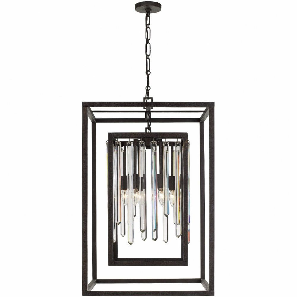 Mini Forged Bronze 6-Light Chandelier with Hand-Cut Crystal Accents