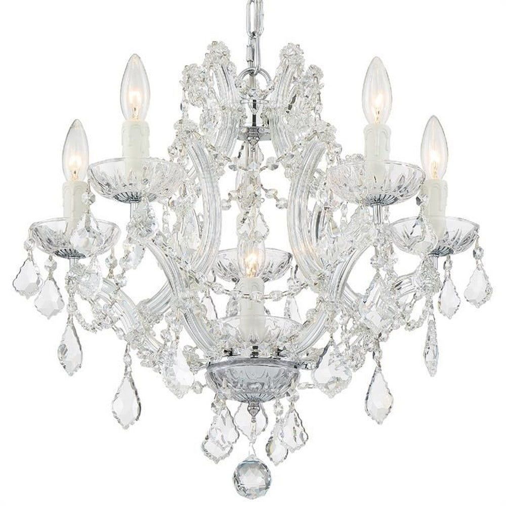 Polished Chrome Mini Chandelier with Clear Spectra Crystals - 6 Light