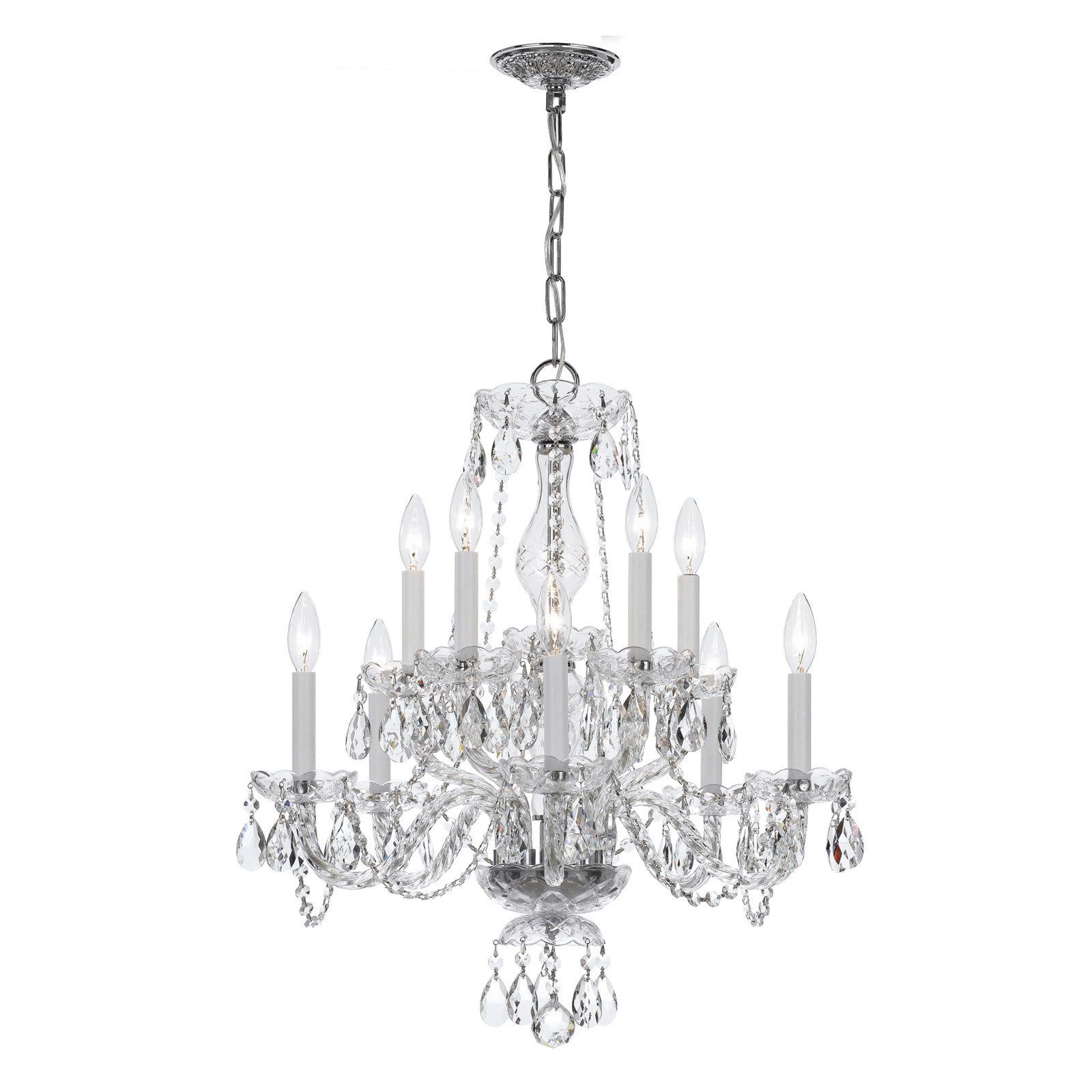 Polished Chrome Mini Crystal 10-Light Chandelier