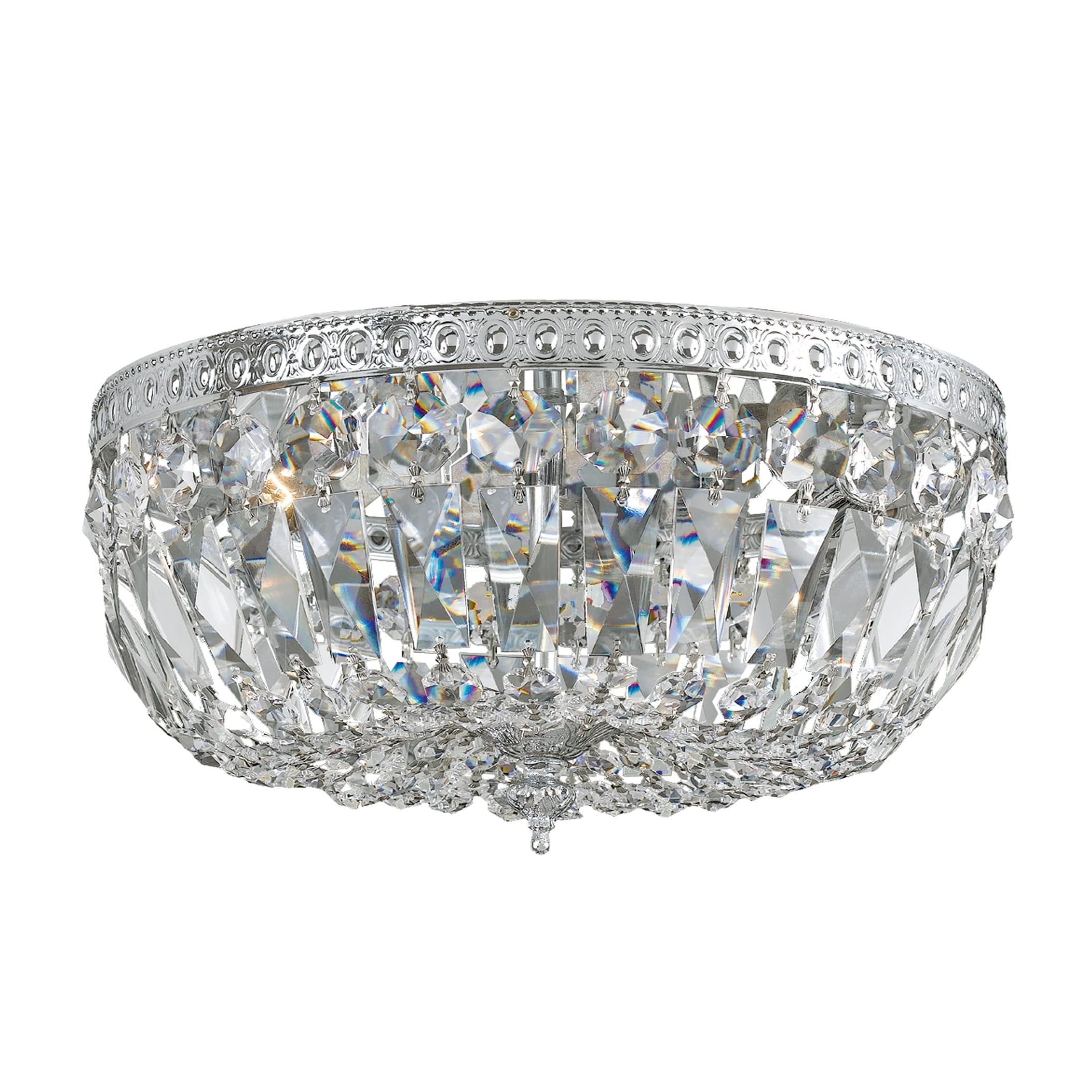 Elegant Crystorama 12" Polished Chrome 3-Light Flush Mount with Swarovski Crystals