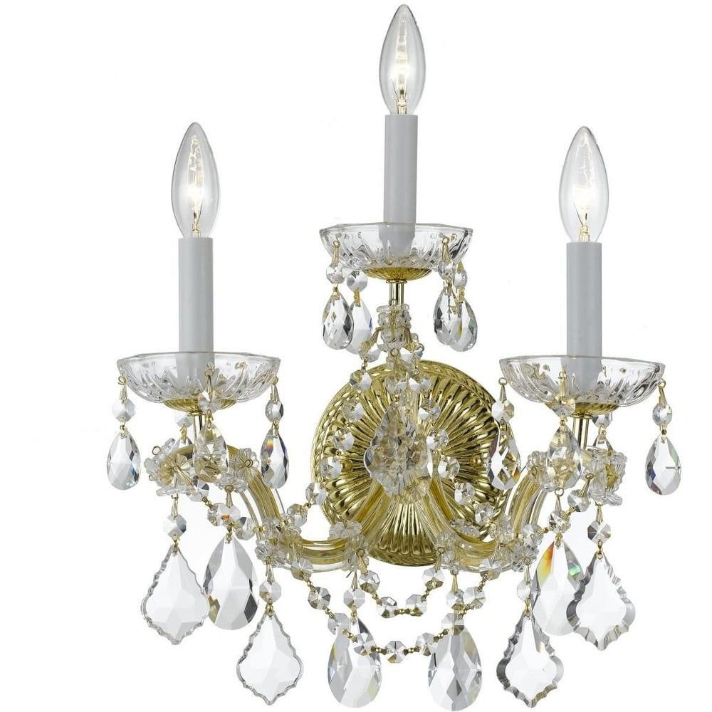 Maria Theresa Gold Finish 3-Light Crystal Sconce