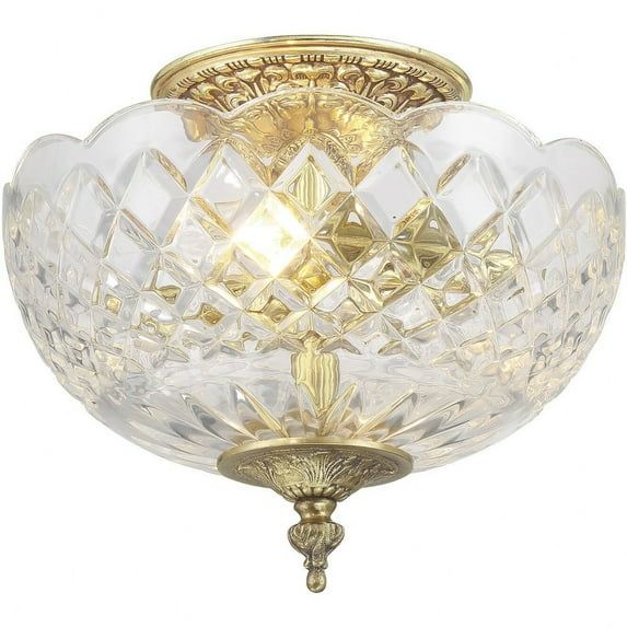 Olde Brass Crystal Elegance 2-Light Ceiling Bowl
