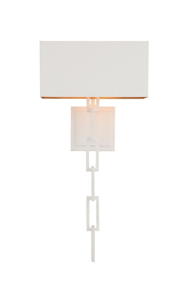 Alston Matte White and Antique Gold 2-Light Steel Sconce