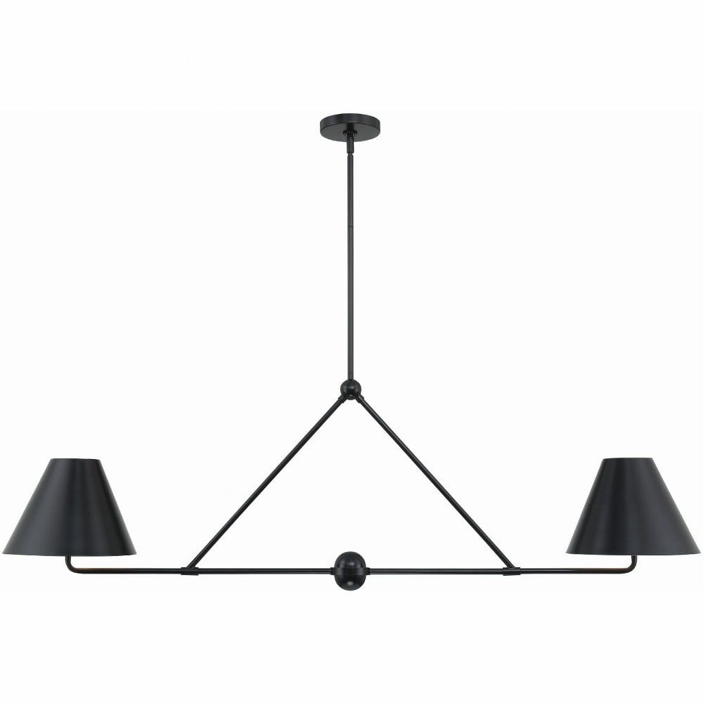 Matte Black Crystal Elegance 4-Light Chandelier with Two-Toned Shade