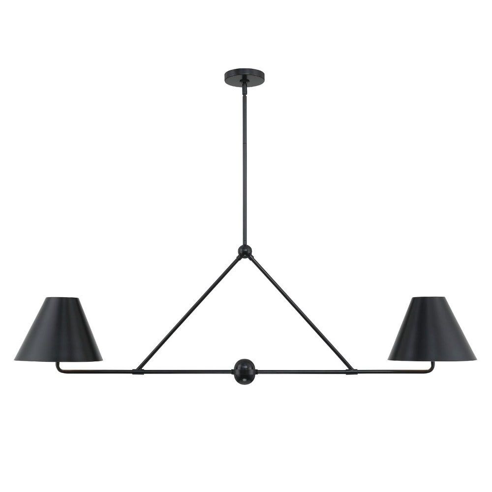 Matte Black Crystal Elegance 4-Light Chandelier with Two-Toned Shade