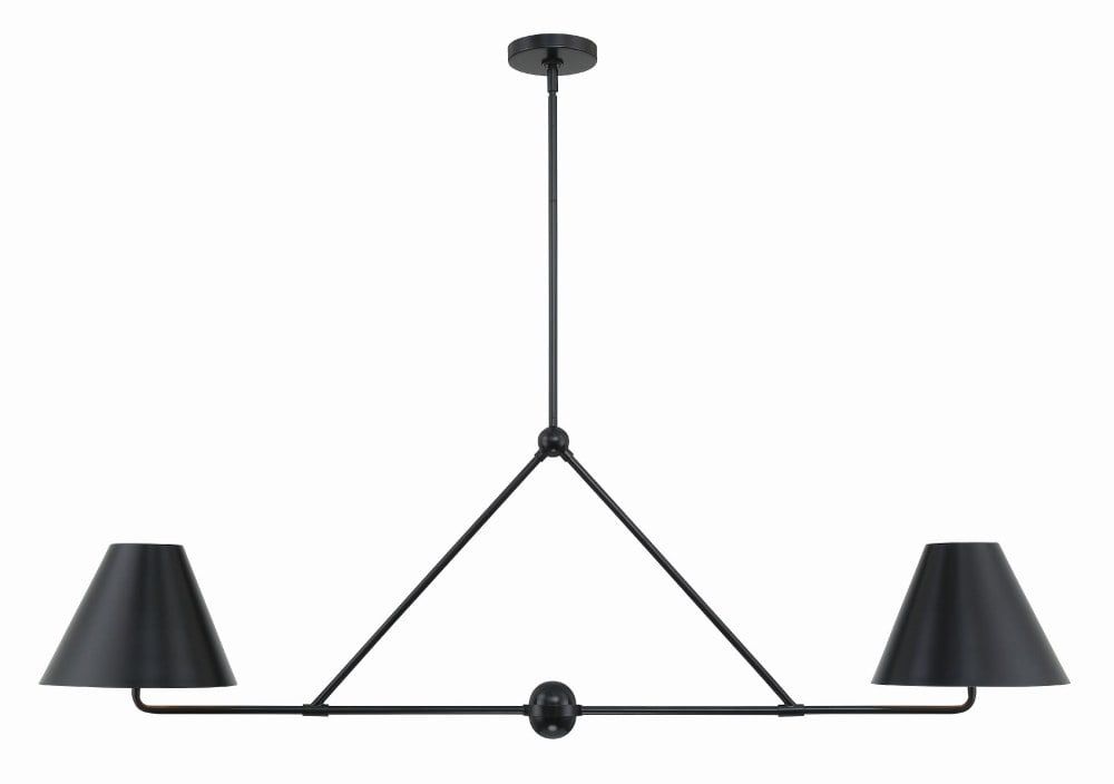 Matte Black Crystal Elegance 4-Light Chandelier with Two-Toned Shade