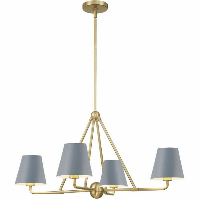 Vibrant Gold and Blue 4-Light Metal Chandelier