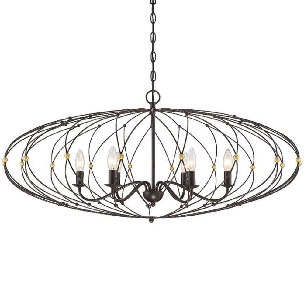 Zucca 6-Light English Bronze & Antique Gold Bohemian Chandelier