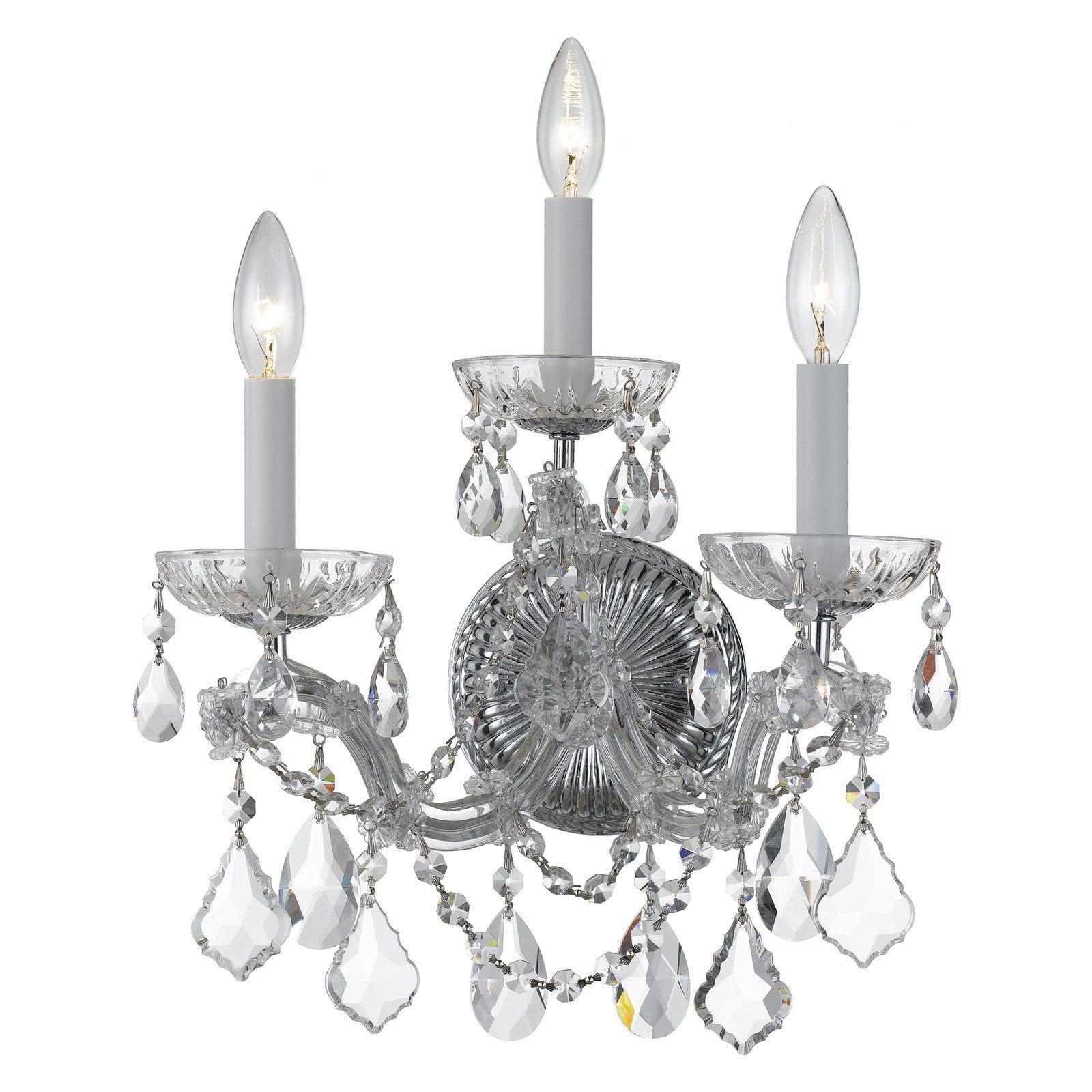 Elegant Chrome 3-Light Dimmable Sconce with Crystal Accents
