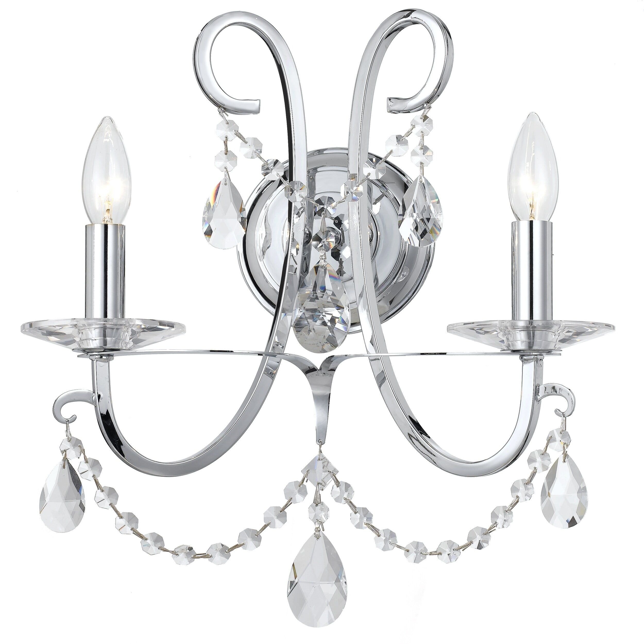 Polished Chrome 2-Light Sconce with Clear Crystals
