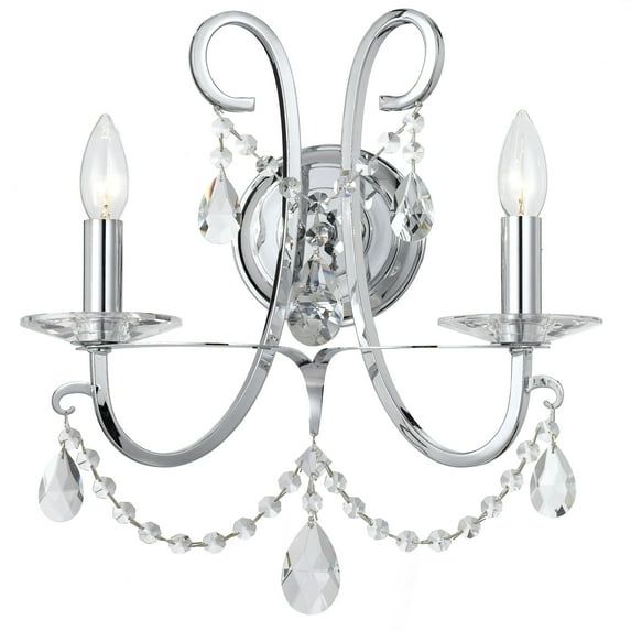 Polished Chrome 2-Light Sconce with Clear Crystals