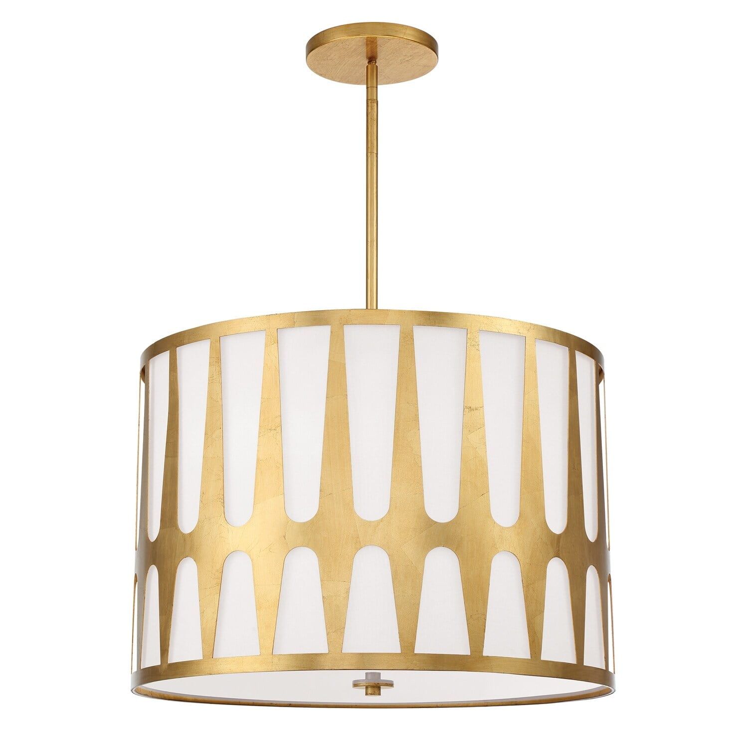 Royston Antique Gold 5-Light Drum Pendant with Silk Shade