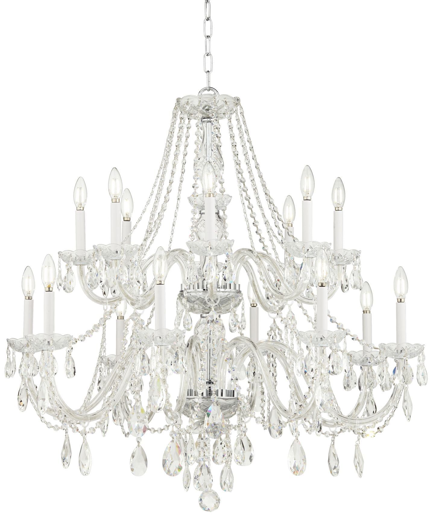 Polished Chrome 16-Light Crystal Chandelier with Clear Hand Cut Crystals