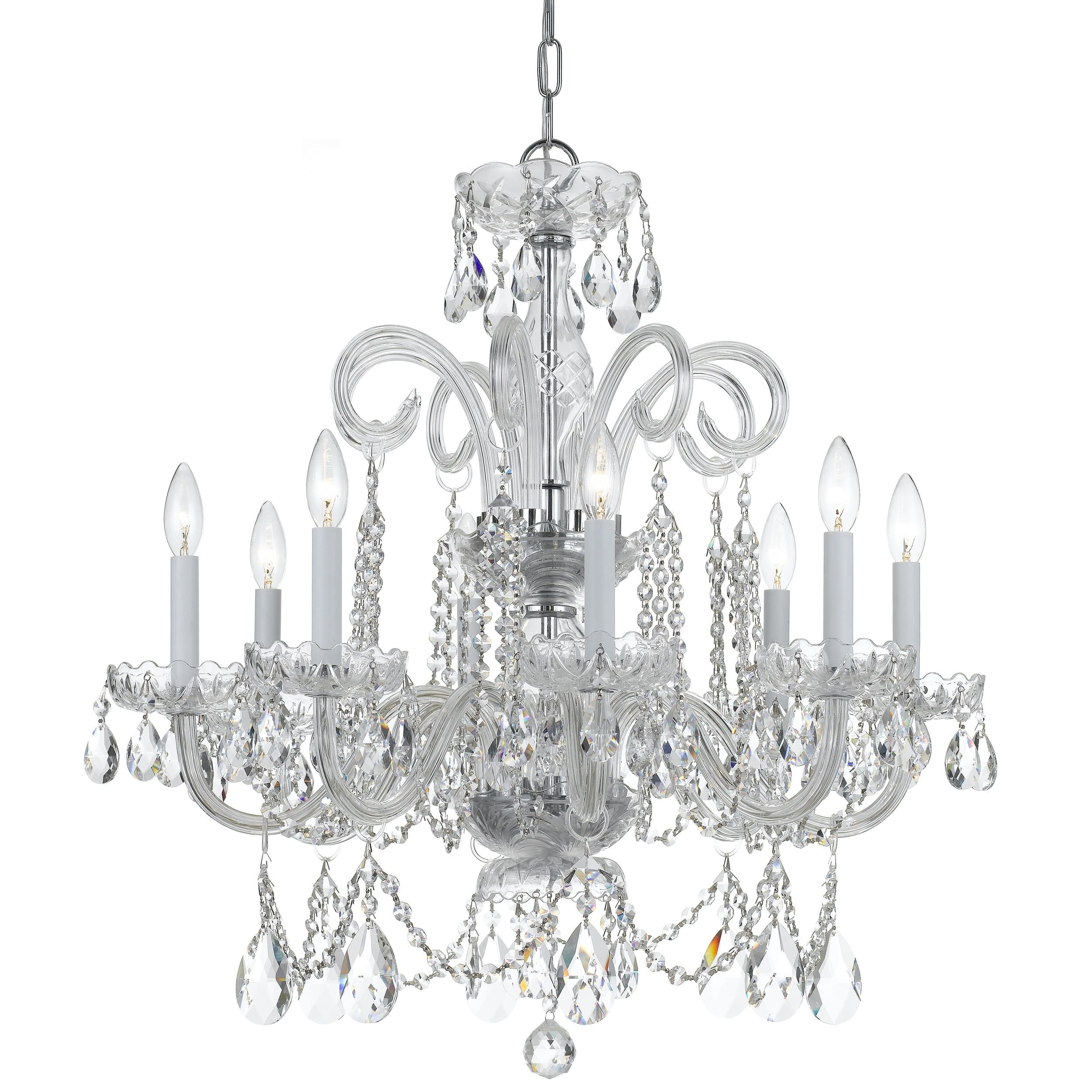 Polished Chrome 8-Light Crystal Candle Chandelier