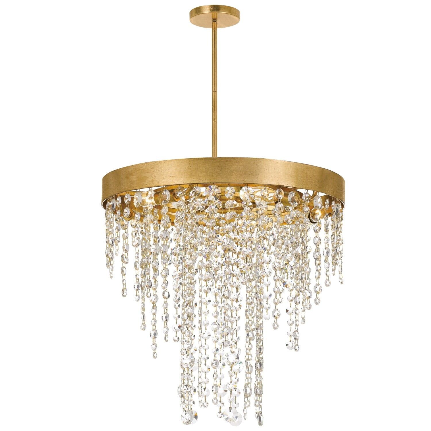 Elegant Antique Gold 5-Light Chandelier with Hand-Cut Crystal Accents