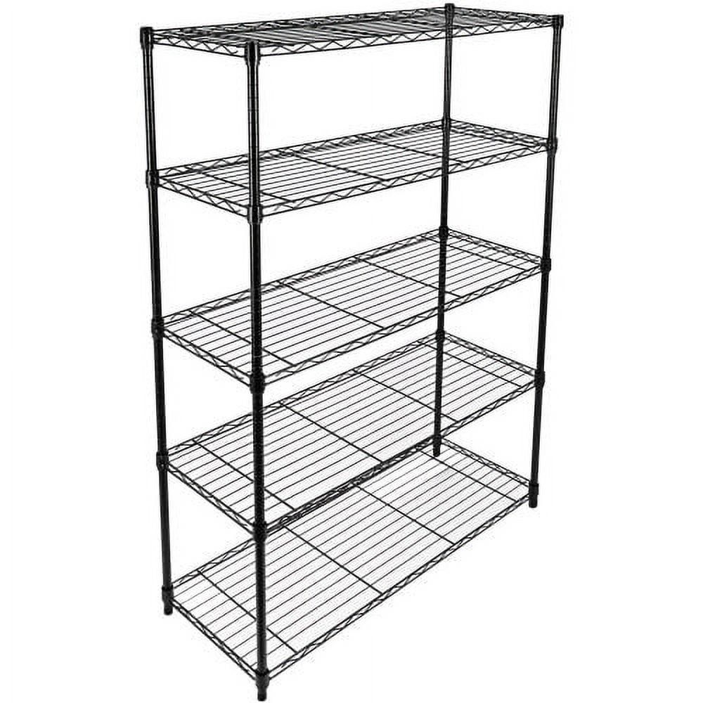 Heavy Duty Black Iron 5-Shelf Pantry Organizer with Wheels