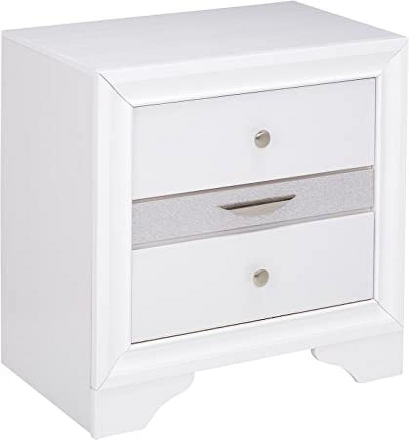 White Solid Wood 2-Drawer Contemporary Nightstand