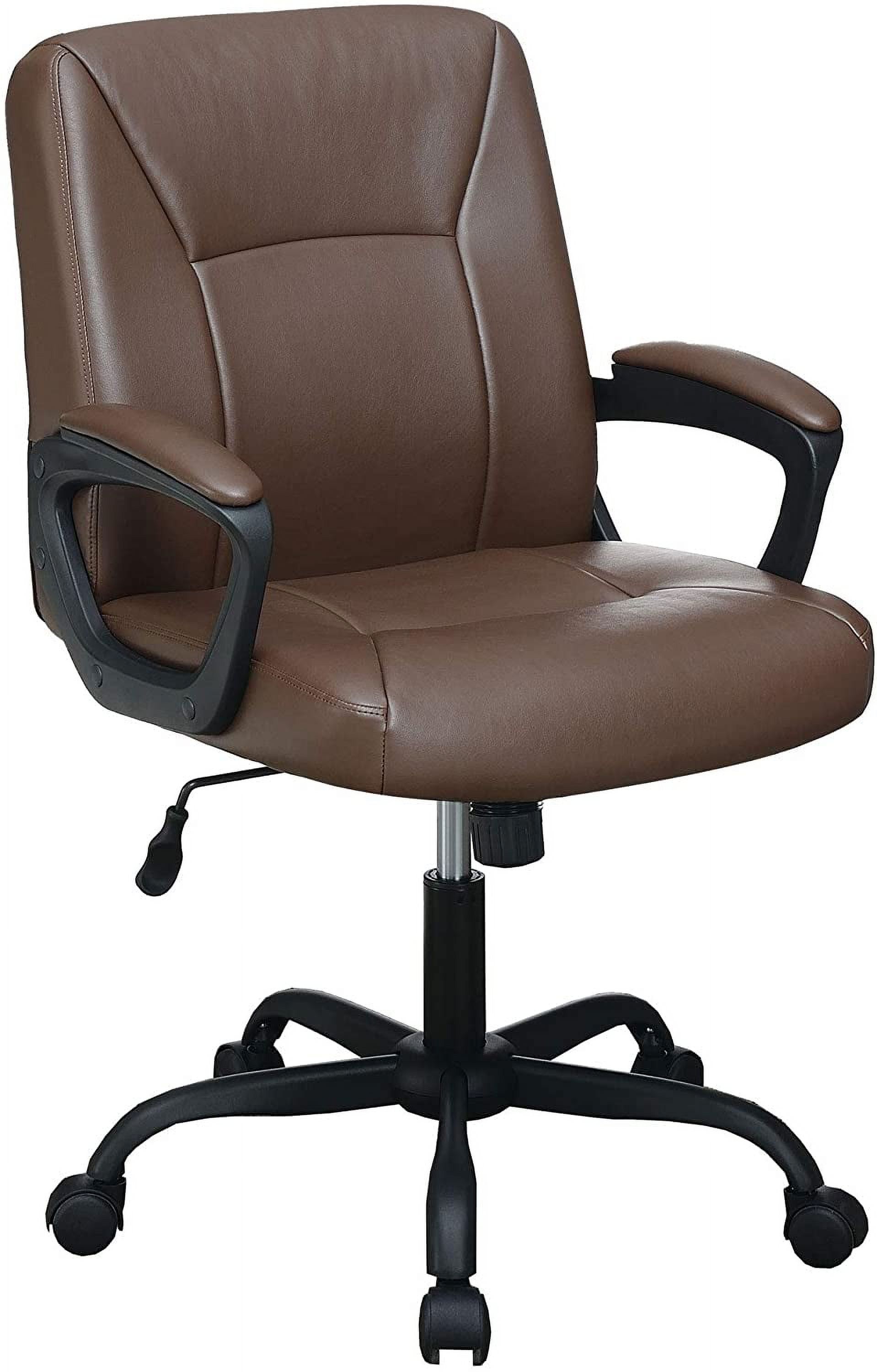 Brown Leather Swivel Executive Office Chair with Metal Base