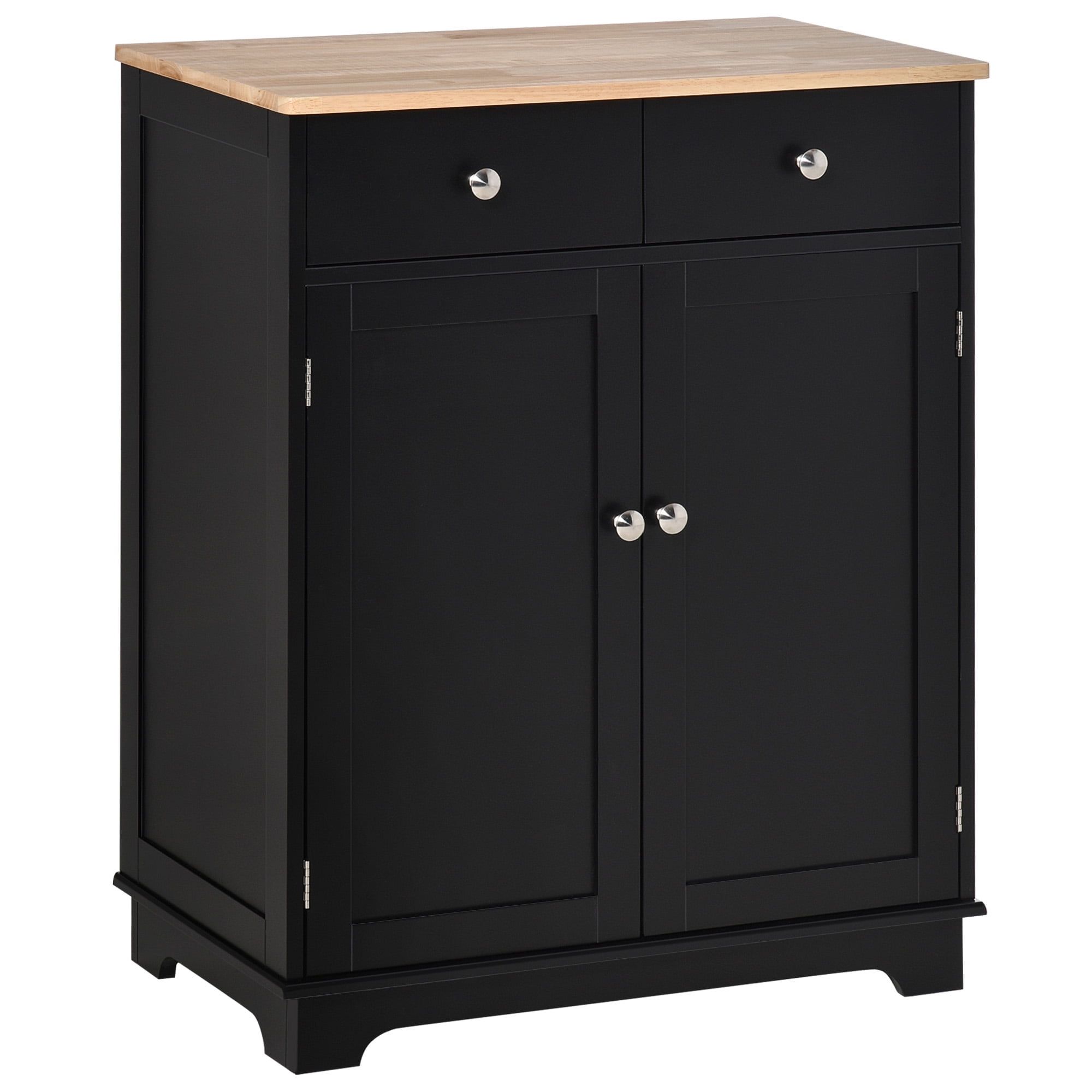 Black Solid Wood Countertop Kitchen Storage Cabinet with Drawers