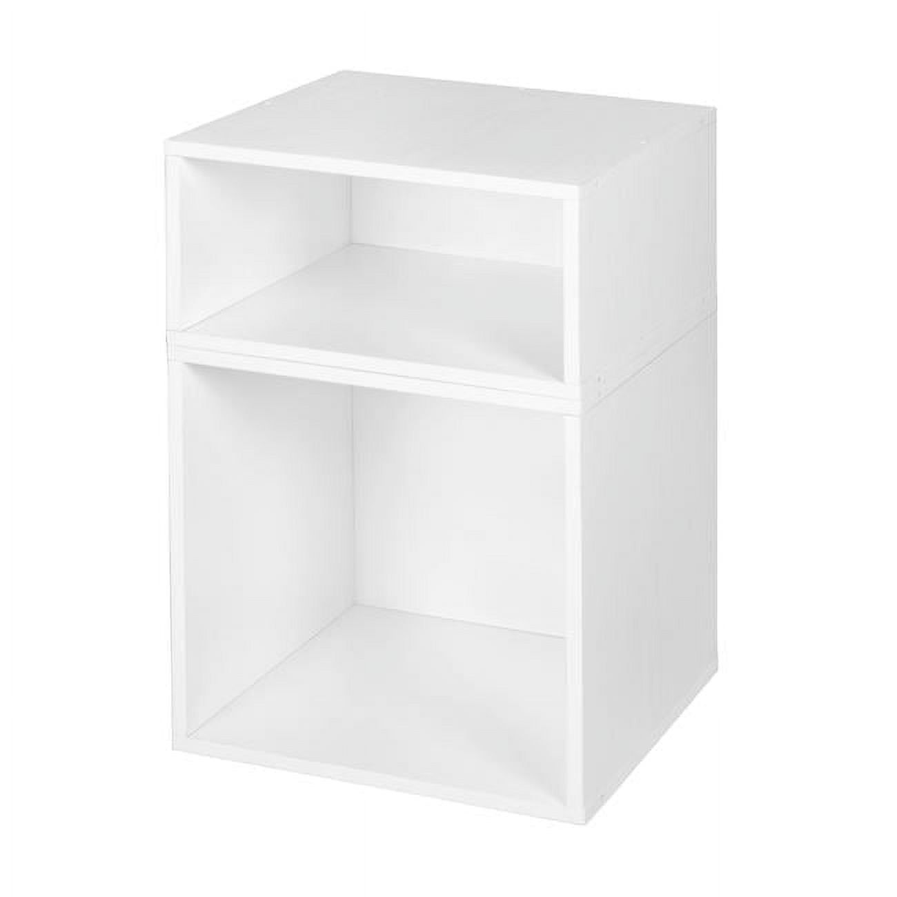 White Stackable Kids Cubby Shelf with 2 Storage Cubes