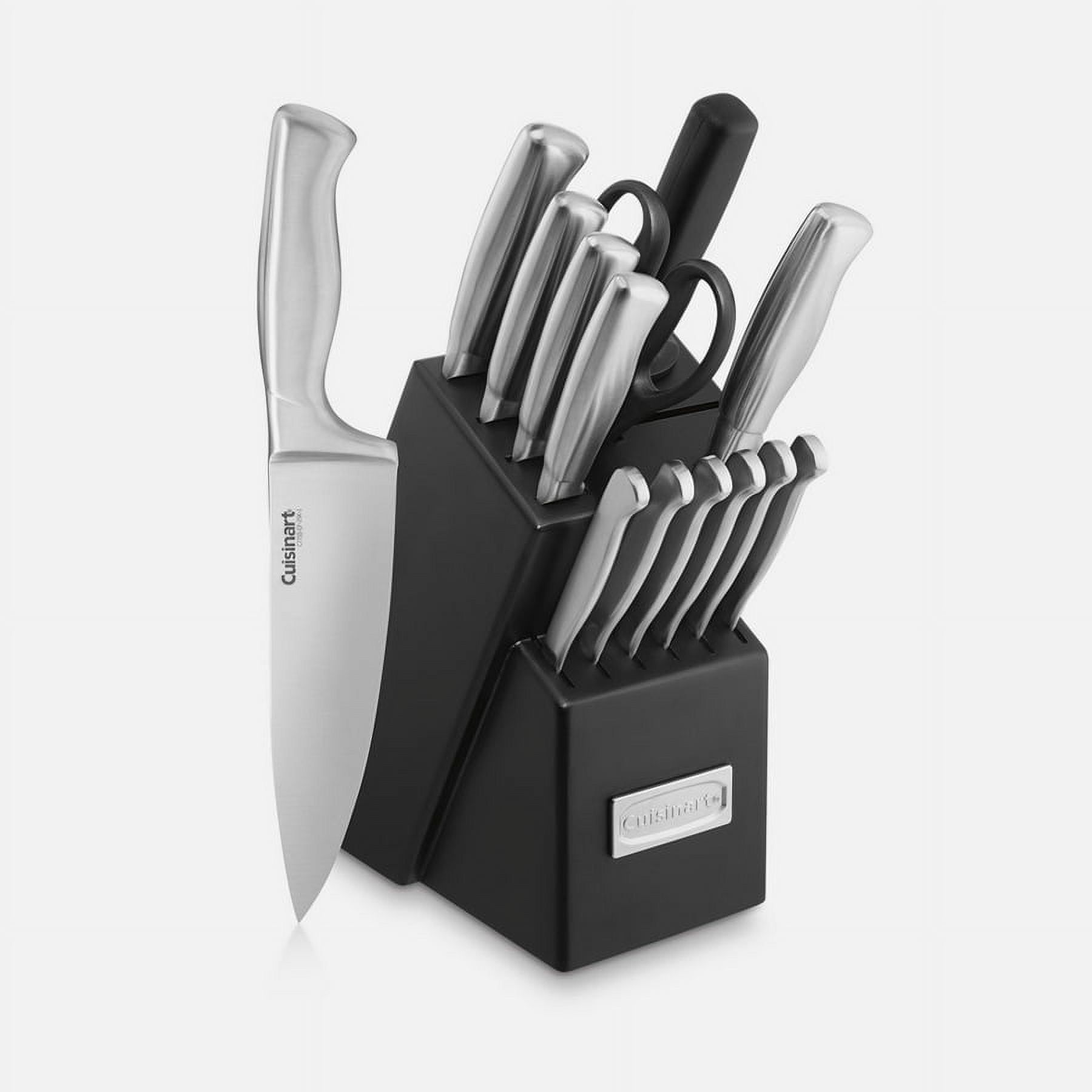 15-Piece Stainless Steel Knife Block Set with Black Storage