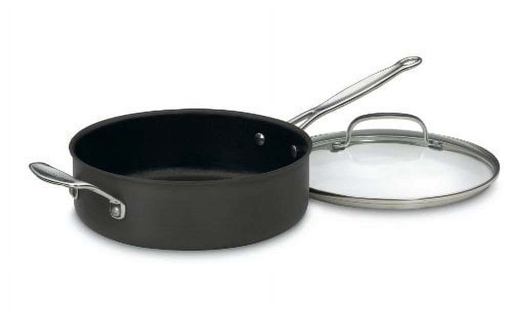 Black Hard Anodized Aluminum Non-Stick Saute Pan with Glass Lid