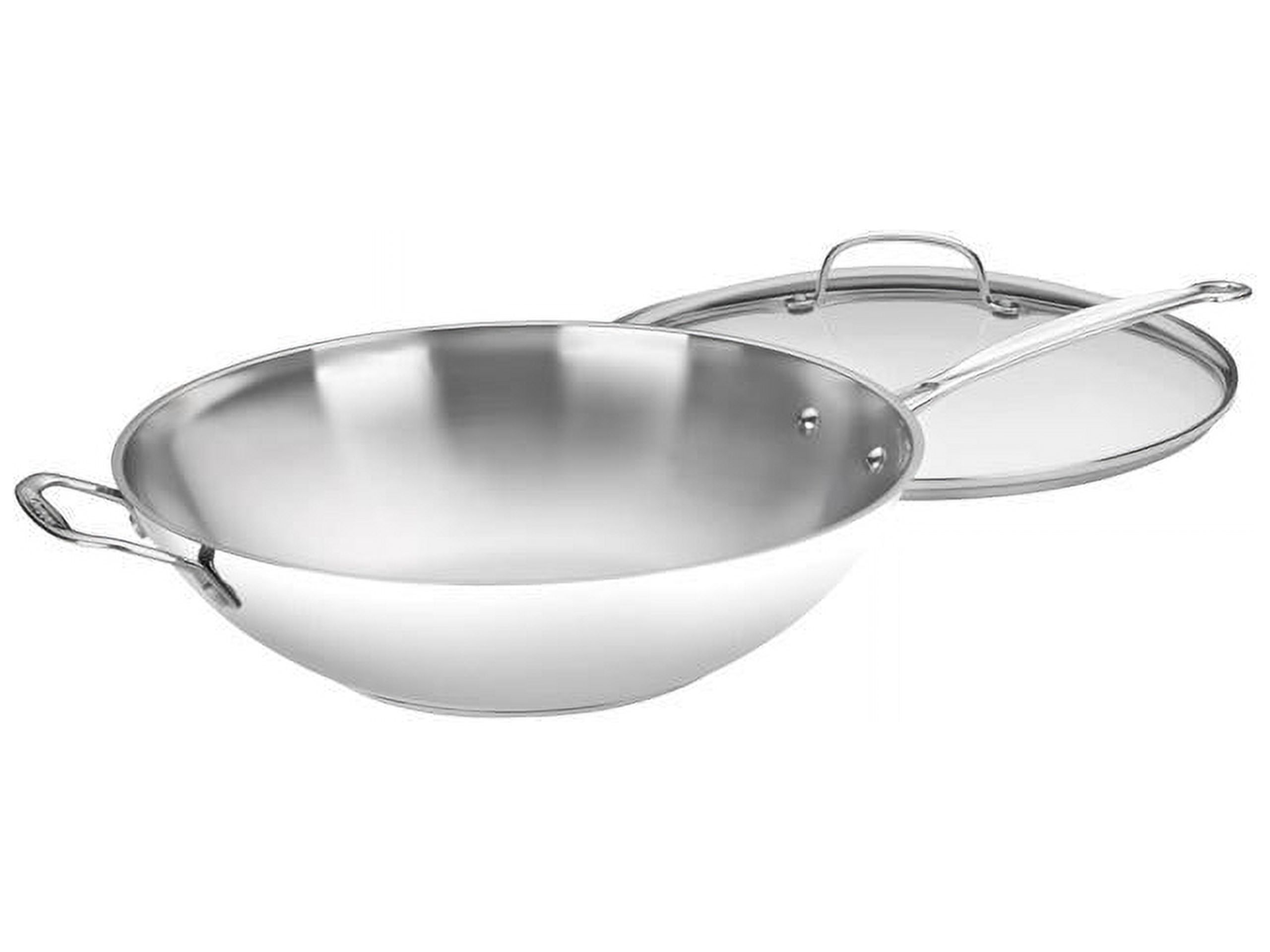 Stainless Steel 14-Inch Stir-Fry Pan with Glass Lid