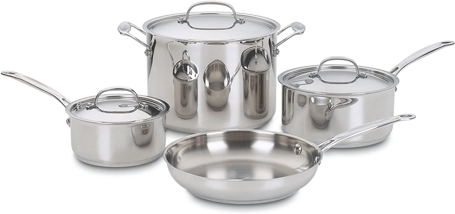 7-Piece Stainless Steel Non-Stick Saucepan and Skillet Set