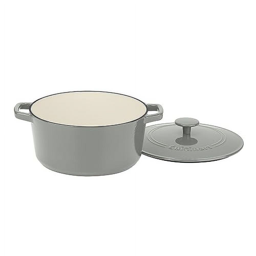 Gray Enameled Cast Iron 5-Quart Round Covered Casserole