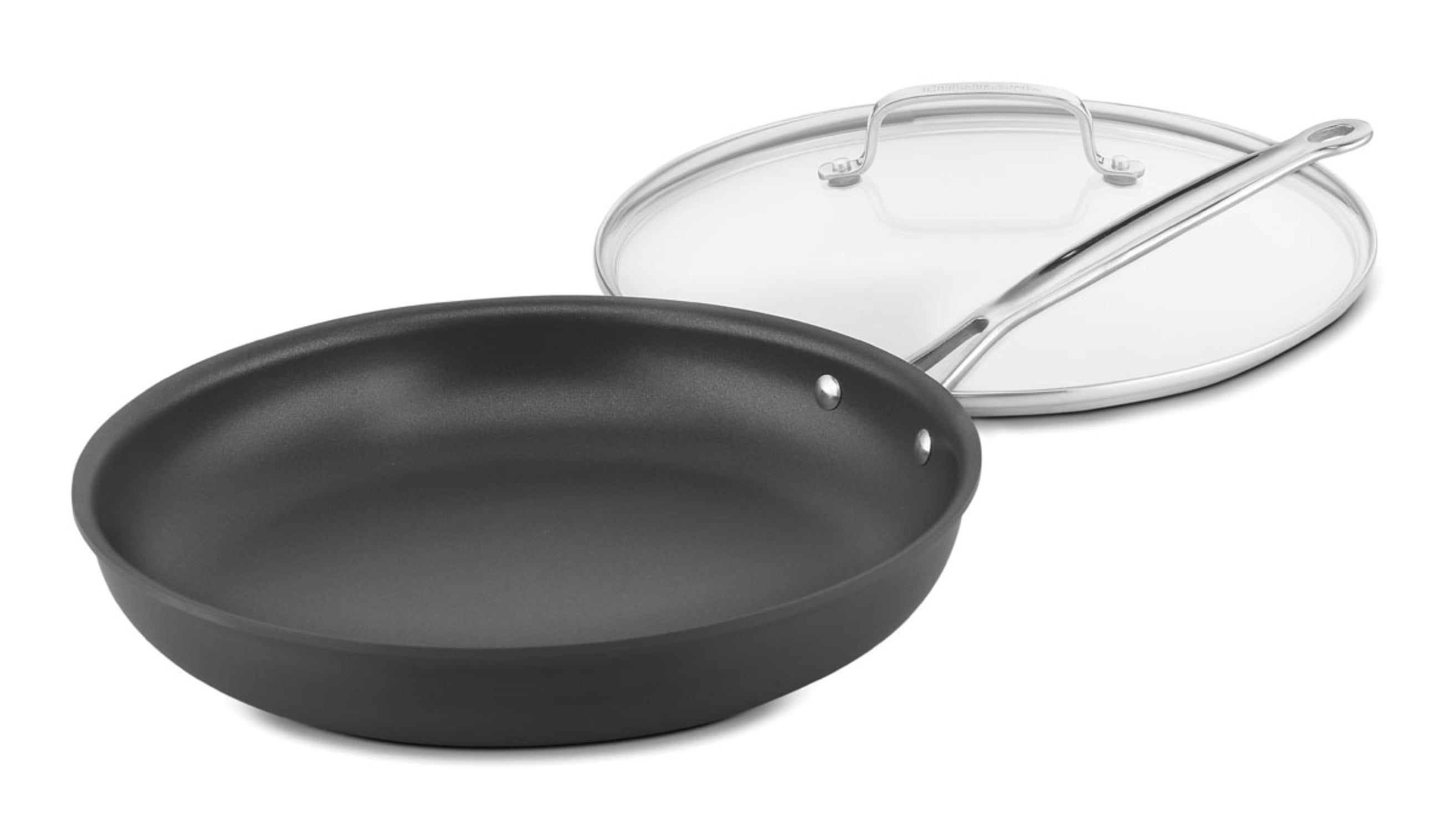 12" Black Aluminum Nonstick Skillet with Glass Lid