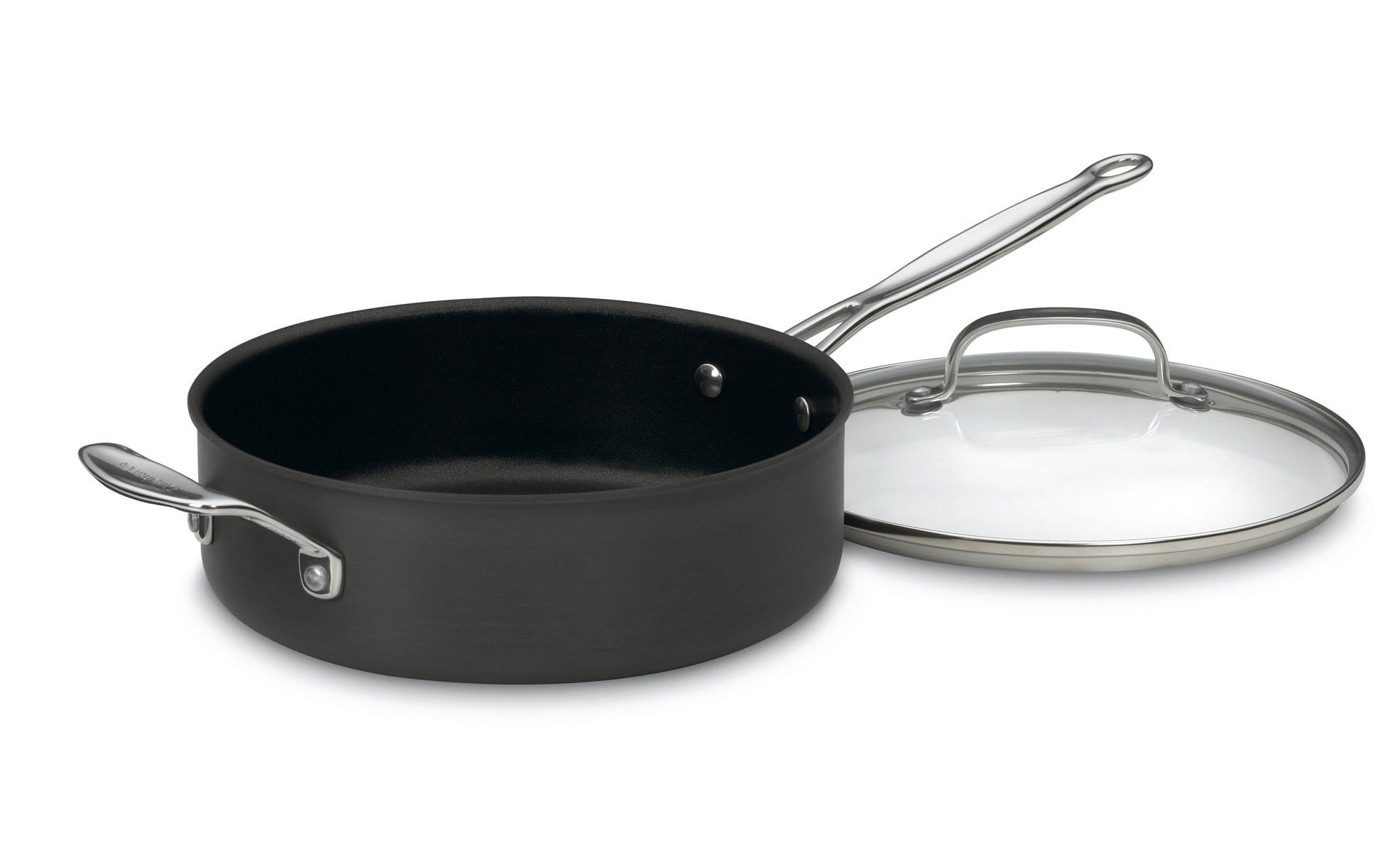 5.5 Quart Black Nonstick Aluminum Saute Pan with Stainless Steel Handle