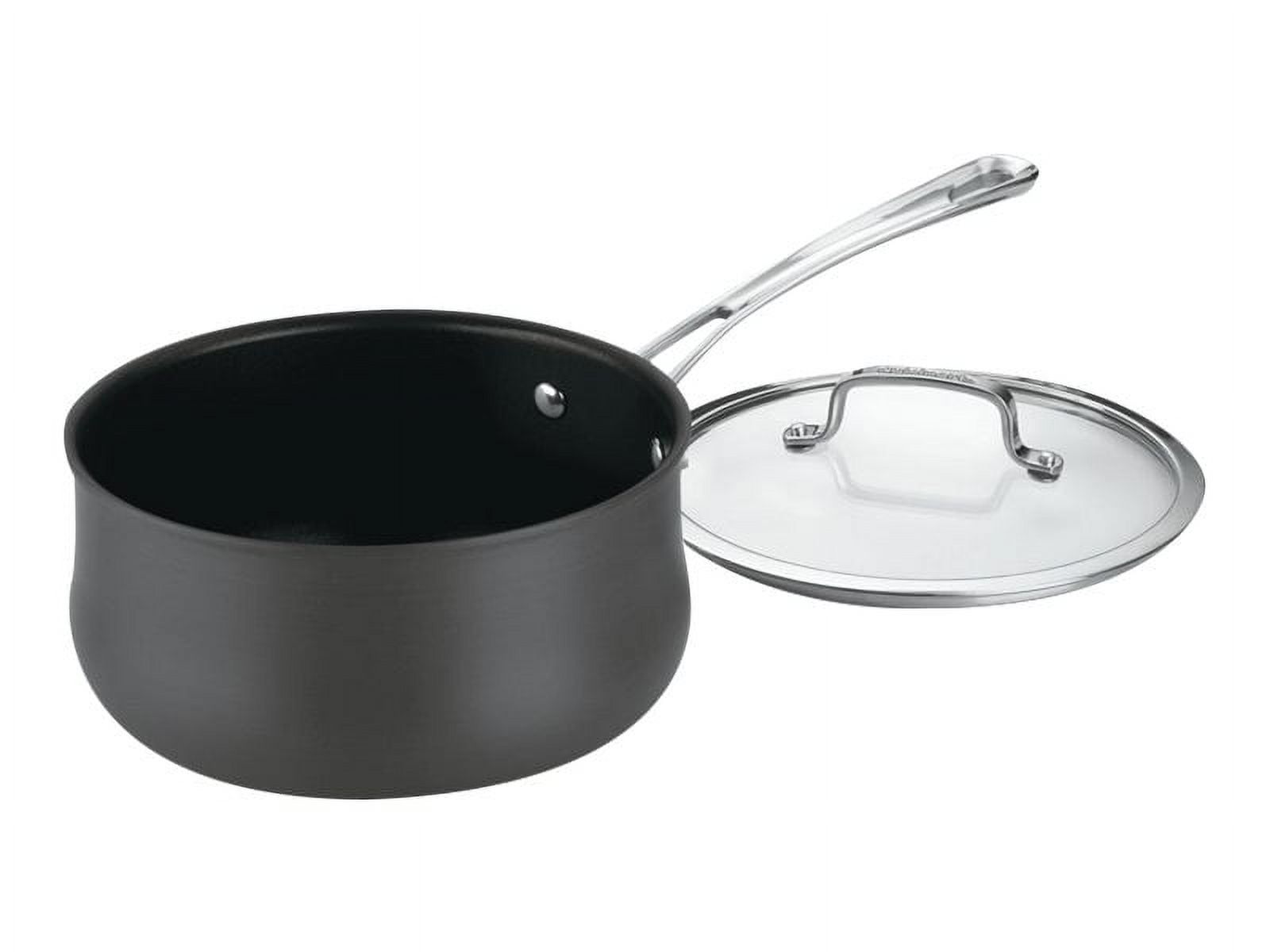 Hard Anodized Aluminum Non-Stick Saucepan with Glass Lid, 1 Quart