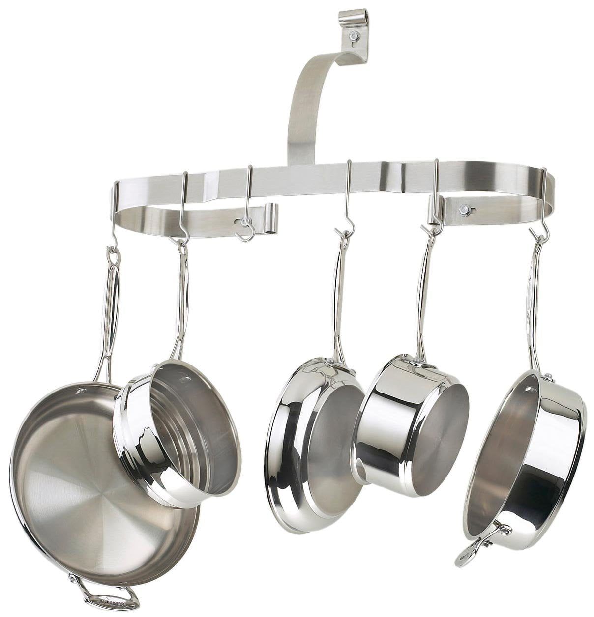 Stainless Steel Wall Mounted Oval Pot Rack with Hooks