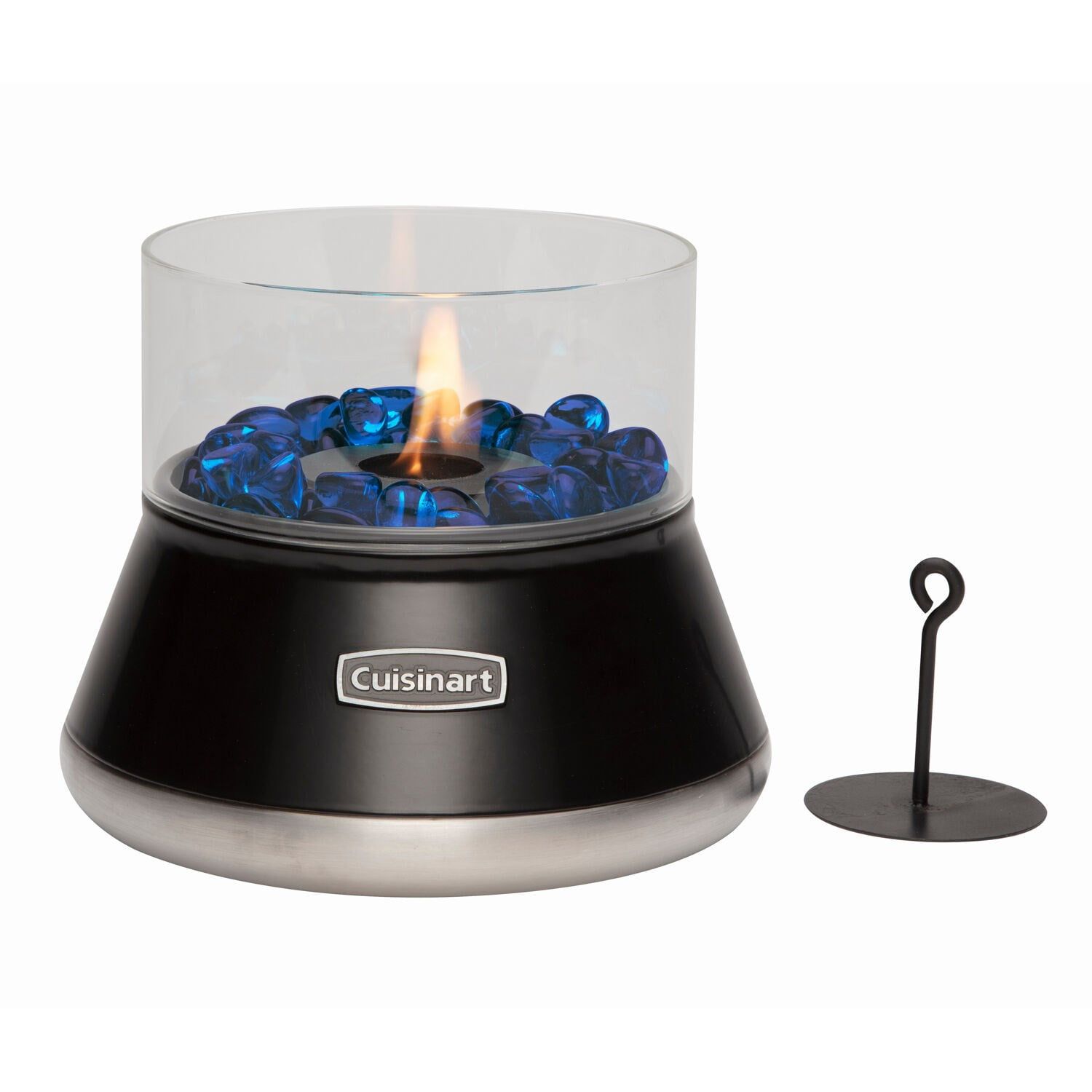 Compact Black Glass Tabletop Fire Pit