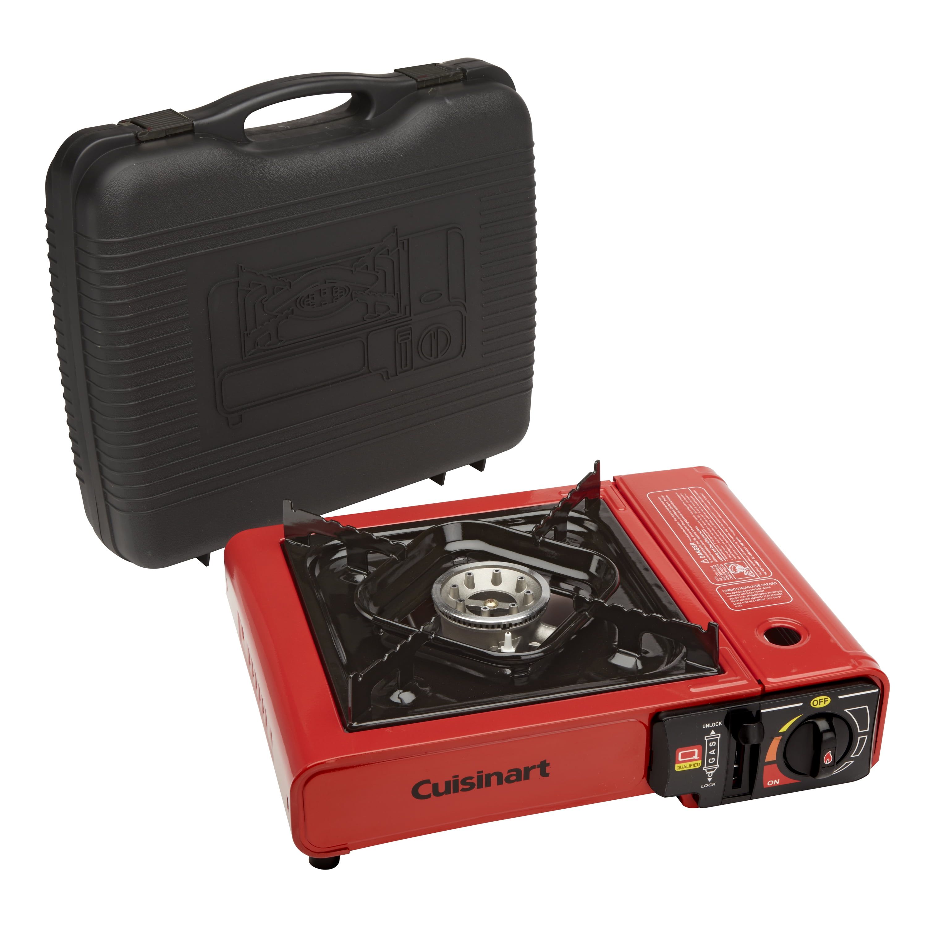 Red Portable Butane Camping Stove with Carrying Case